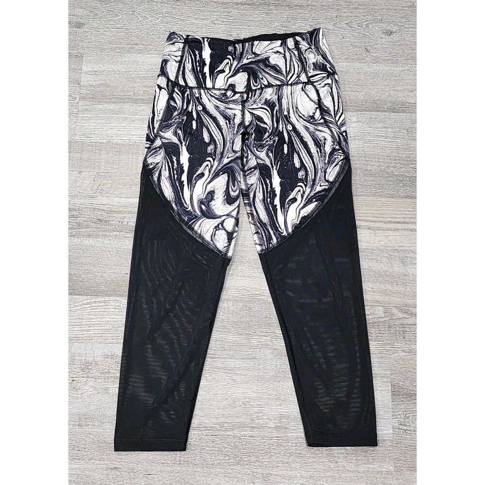 Victoria’s Secret Women's Sport Black Marble Mesh Knockout Capri Legging Szs XS